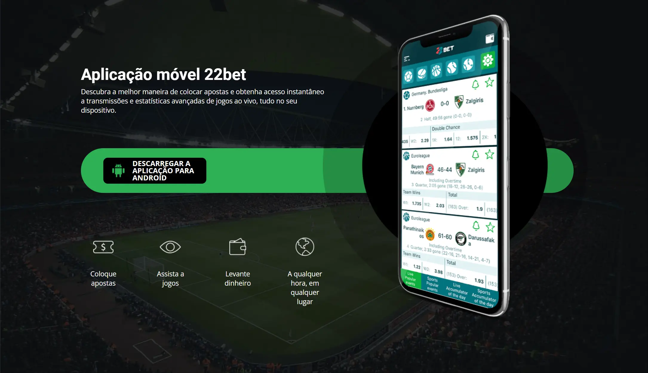 Aplicação móvel 22bet