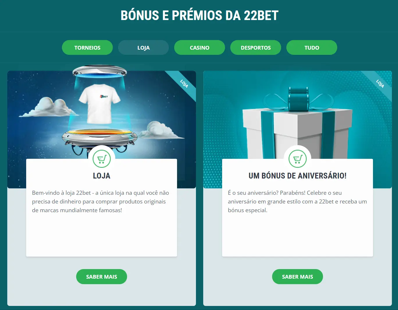 Loja 22Bet e Bónus de Aniversário